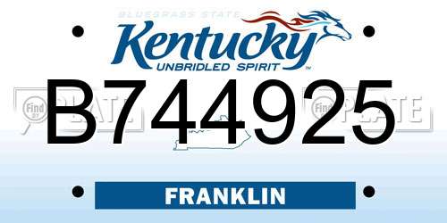 B744925 Kentucky License Plate