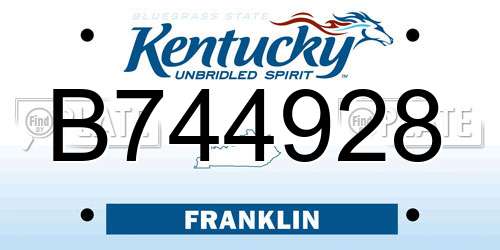 B744928 Kentucky License Plate
