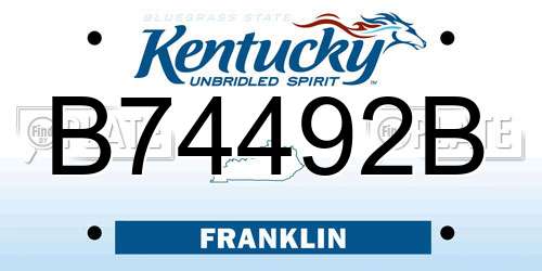B74492B Kentucky License Plate
