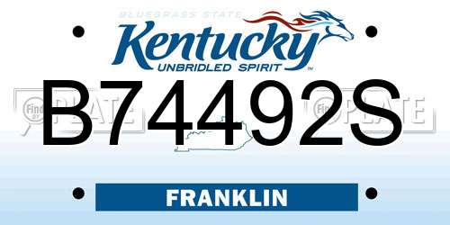 B74492S Kentucky License Plate