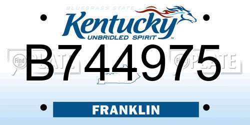 B744975 Kentucky License Plate