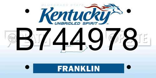 B744978 Kentucky License Plate