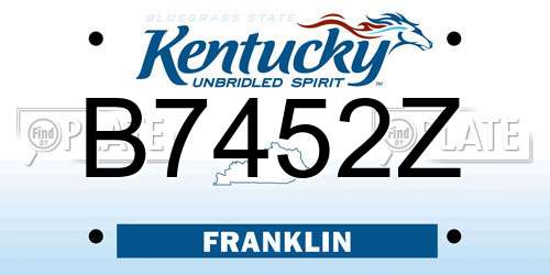 B7452Z Kentucky License Plate