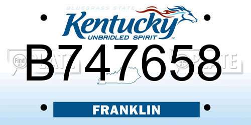 B747658 Kentucky License Plate