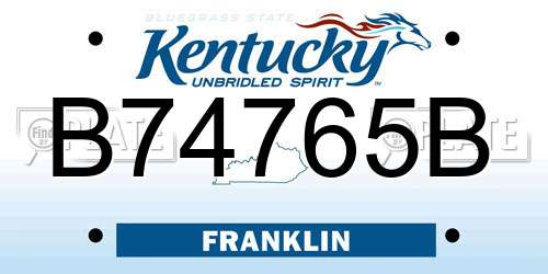 B74765B Kentucky License Plate