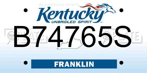 B74765S Kentucky License Plate