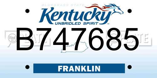 B747685 Kentucky License Plate