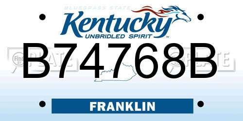 B74768B Kentucky License Plate