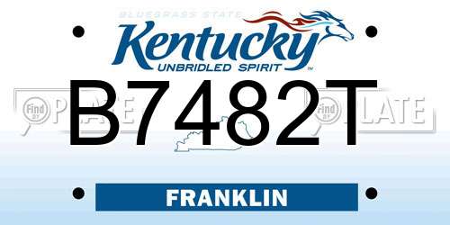 B7482T Kentucky License Plate