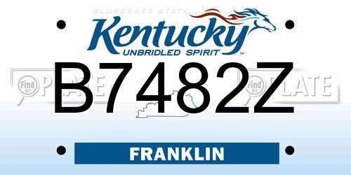 B7482Z Kentucky License Plate