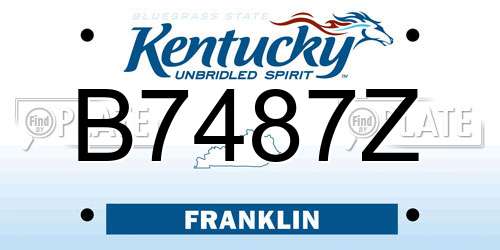 B7487Z Kentucky License Plate