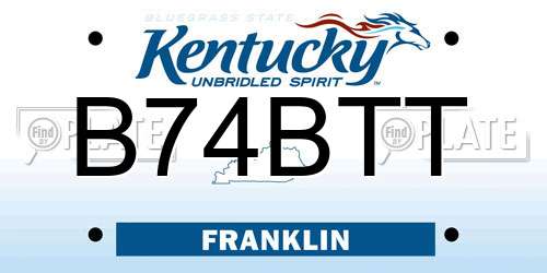B74BTT Kentucky License Plate