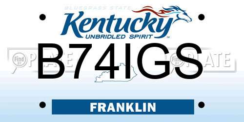 B74IGS Kentucky License Plate