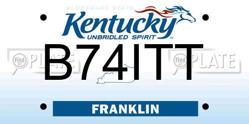 B74ITT Kentucky License Plate