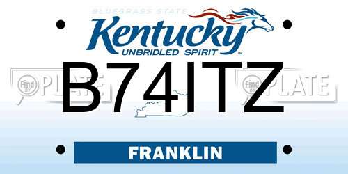 B74ITZ Kentucky License Plate