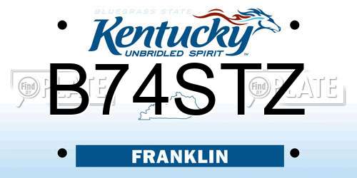 B74STZ Kentucky License Plate