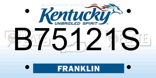 B75121S Kentucky License Plate