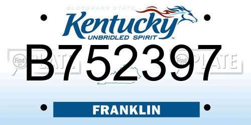B752397 Kentucky License Plate