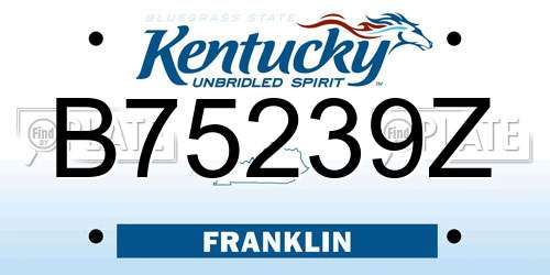 B75239Z Kentucky License Plate