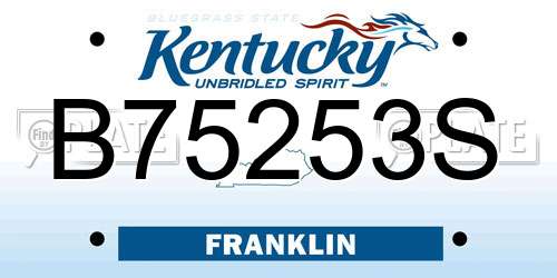 B75253S Kentucky License Plate