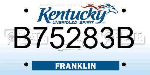 B75283B Kentucky License Plate