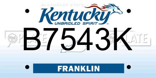 B7543K Kentucky License Plate