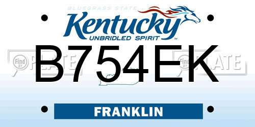 B754EK Kentucky License Plate