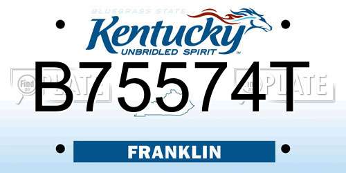 B75574T Kentucky License Plate