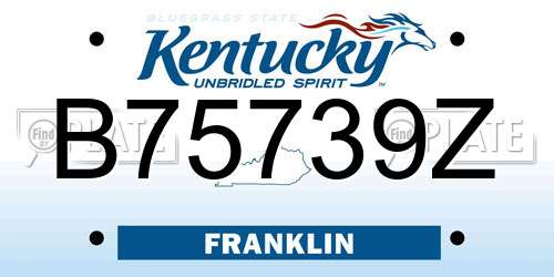 B75739Z Kentucky License Plate