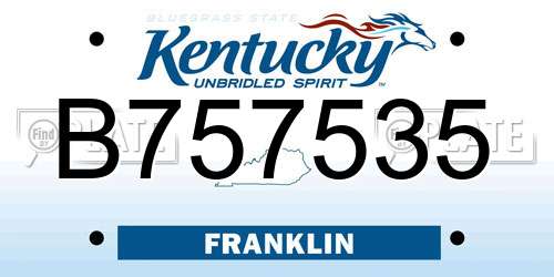 B757535 Kentucky License Plate