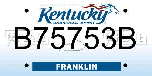 B75753B Kentucky License Plate