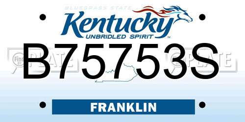 B75753S Kentucky License Plate