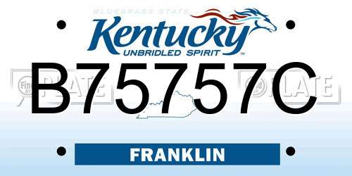 B75757C Kentucky License Plate