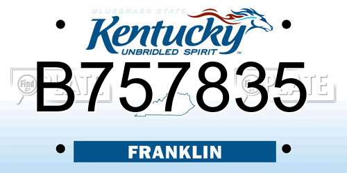 B757835 Kentucky License Plate