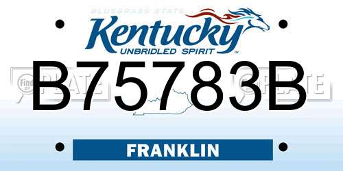 B75783B Kentucky License Plate