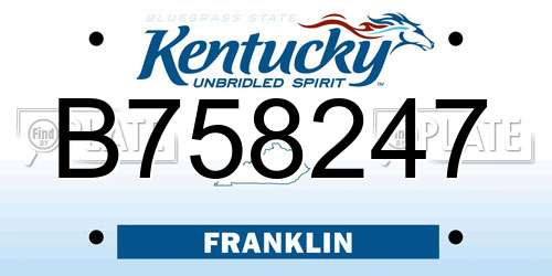 B758247 Kentucky License Plate
