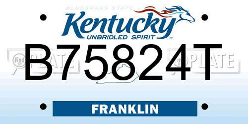 B75824T Kentucky License Plate