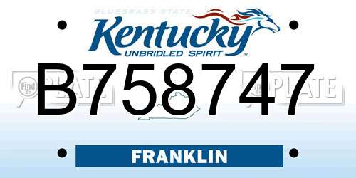 B758747 Kentucky License Plate