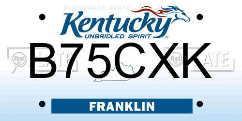 B75CXK Kentucky License Plate