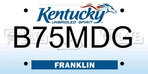 B75MDG Kentucky License Plate