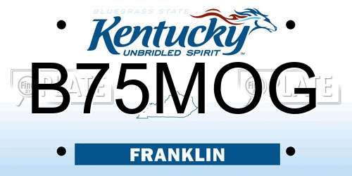 B75MOG Kentucky License Plate