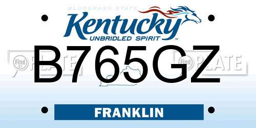 B765GZ Kentucky License Plate