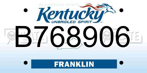 B768906 Kentucky License Plate
