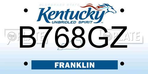 B768GZ Kentucky License Plate