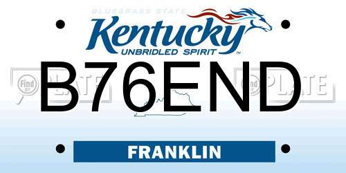 B76END Kentucky License Plate