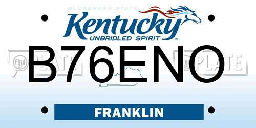 B76ENO Kentucky License Plate