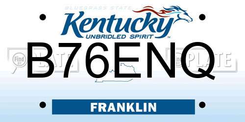 B76ENQ Kentucky License Plate
