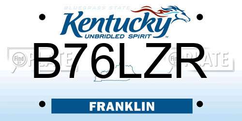 B76LZR Kentucky License Plate