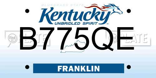 B775QE Kentucky License Plate
