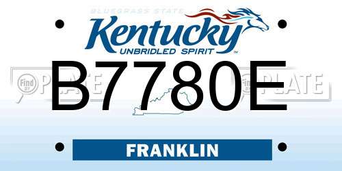 B7780E Kentucky License Plate
